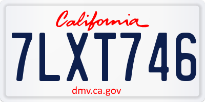 CA license plate 7LXT746