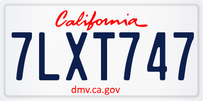 CA license plate 7LXT747