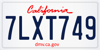 CA license plate 7LXT749