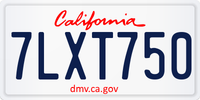 CA license plate 7LXT750