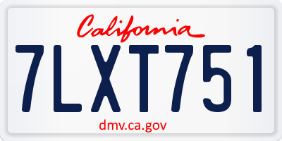 CA license plate 7LXT751