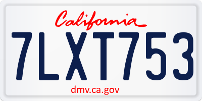 CA license plate 7LXT753