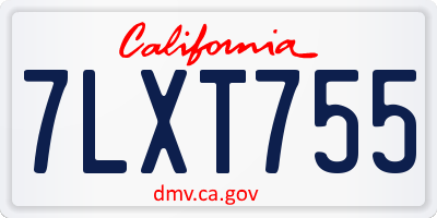 CA license plate 7LXT755