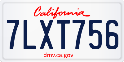 CA license plate 7LXT756