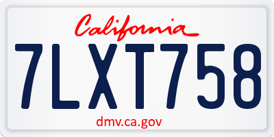 CA license plate 7LXT758