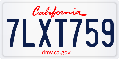 CA license plate 7LXT759