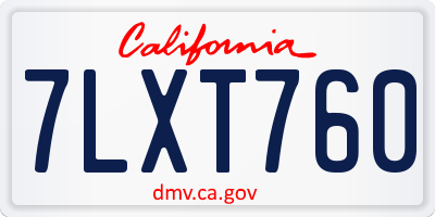 CA license plate 7LXT760