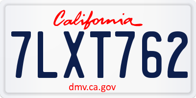 CA license plate 7LXT762