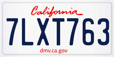 CA license plate 7LXT763