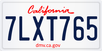 CA license plate 7LXT765