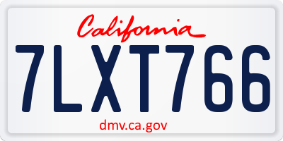 CA license plate 7LXT766