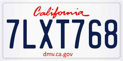 CA license plate 7LXT768