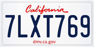 CA license plate 7LXT769