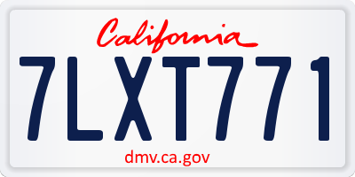 CA license plate 7LXT771