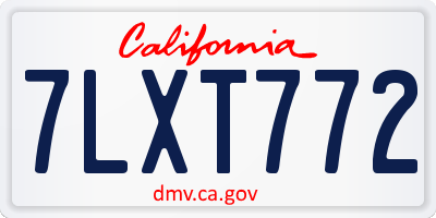 CA license plate 7LXT772