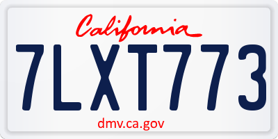 CA license plate 7LXT773