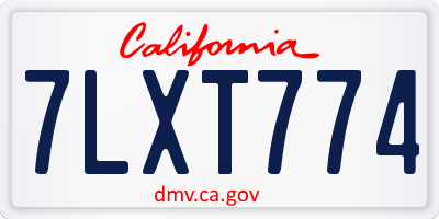 CA license plate 7LXT774