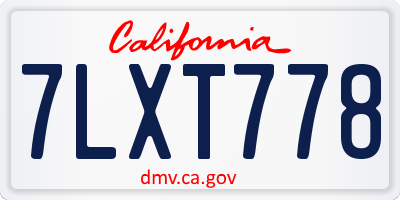 CA license plate 7LXT778