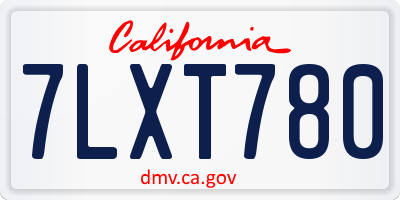CA license plate 7LXT780