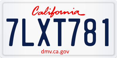 CA license plate 7LXT781