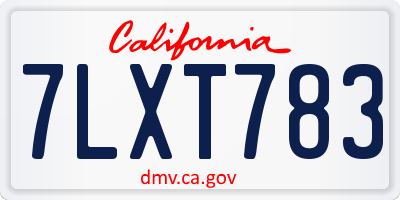 CA license plate 7LXT783