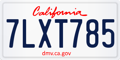 CA license plate 7LXT785