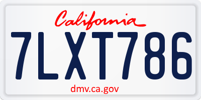 CA license plate 7LXT786