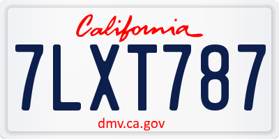 CA license plate 7LXT787