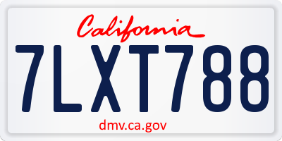 CA license plate 7LXT788