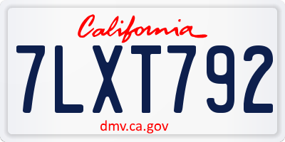 CA license plate 7LXT792
