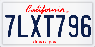 CA license plate 7LXT796