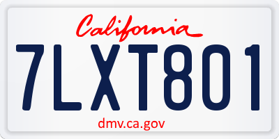 CA license plate 7LXT801