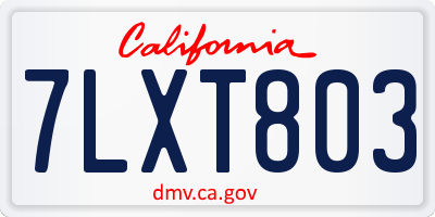 CA license plate 7LXT803