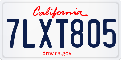 CA license plate 7LXT805