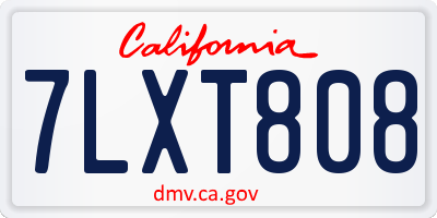 CA license plate 7LXT808