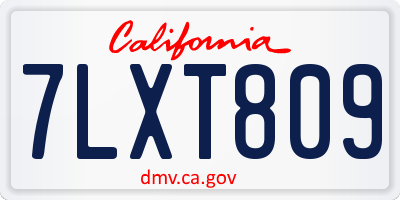 CA license plate 7LXT809