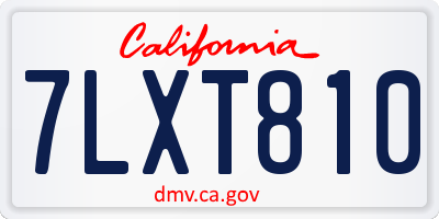 CA license plate 7LXT810