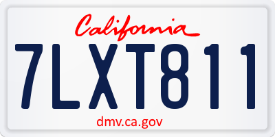 CA license plate 7LXT811