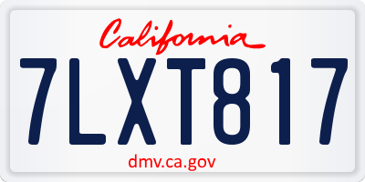 CA license plate 7LXT817