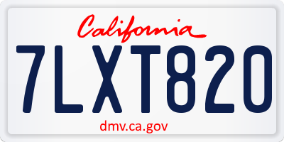 CA license plate 7LXT820
