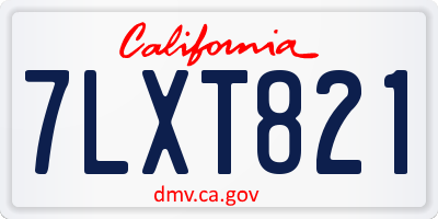 CA license plate 7LXT821