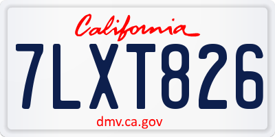 CA license plate 7LXT826