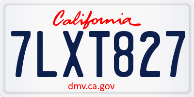 CA license plate 7LXT827