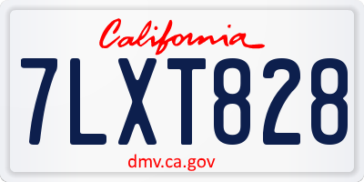 CA license plate 7LXT828