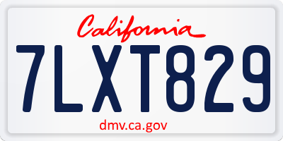CA license plate 7LXT829