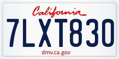 CA license plate 7LXT830
