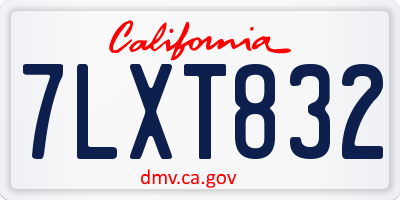 CA license plate 7LXT832