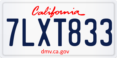 CA license plate 7LXT833