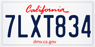 CA license plate 7LXT834