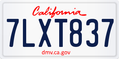 CA license plate 7LXT837
